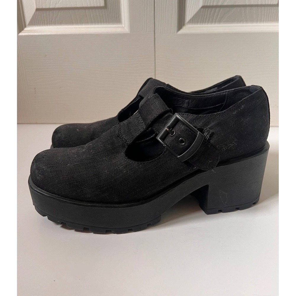 Vagabond Dioon Black Canvas Mary Jane Platform Lug Sole Chunky Heel Shoes 39